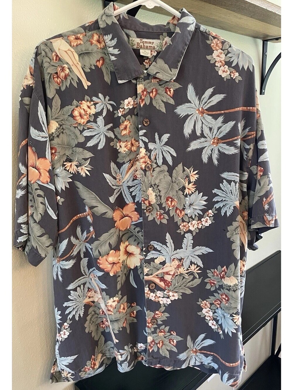Men’s Tommy Bahama Tropical Floral 100% Silk Shirt Size XL